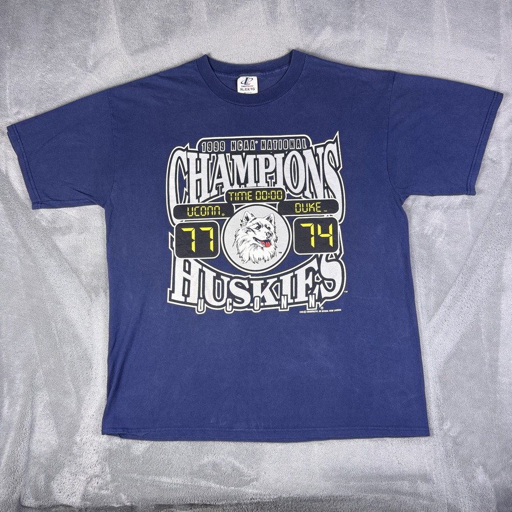 Vintage UConn Huskies 1999 Shirt Mens XL Blue NCAA Basketball LogoAthletic Champ